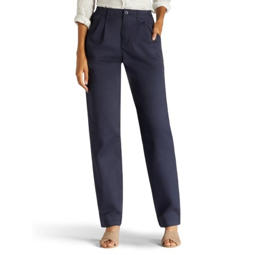 Lee Women's Plus Size Relaxed-Fit Side-Elastic Pants in Navy New With Tags Size
